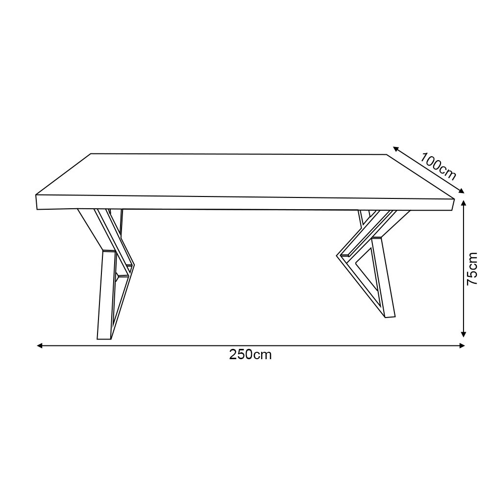 Mesa Industrial para Área Externa Amsterdã com Ferragem Preta 2,50m - 4