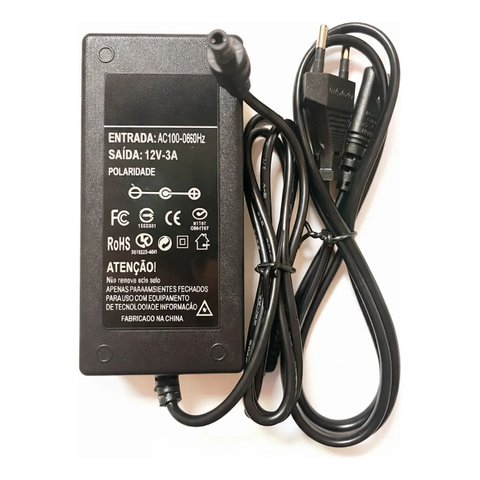 Fonte 12v 3a Estabilizada Bivolt Plug Padrão