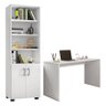 Mesa para Computador Gávea e Livreiro Office com Portas Pequenas Branco Trama - Móveis Leão - 1