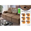 Ver imagem 4 de Sofá Retrátil Reclinável Verona Usb + Porta Copo 2,30m Suede Velut Bege C/ Molas no Assento -