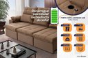Ver imagem 4 de Sofá Retrátil Reclinável Verona Usb + Porta Copo 2,30m Suede Velut Bege C/ Molas no Assento -