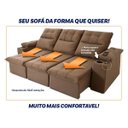 Ver imagem 6 de Sofá Retrátil Reclinável Verona Usb + Porta Copo 2,30m Suede Velut Bege C/ Molas no Assento -