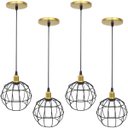 Ver imagem 1 de 4 Pendentes Aramado Globo Preto Luminária Lustre Industrial Teto Vintage Dourado Agp Ilumini