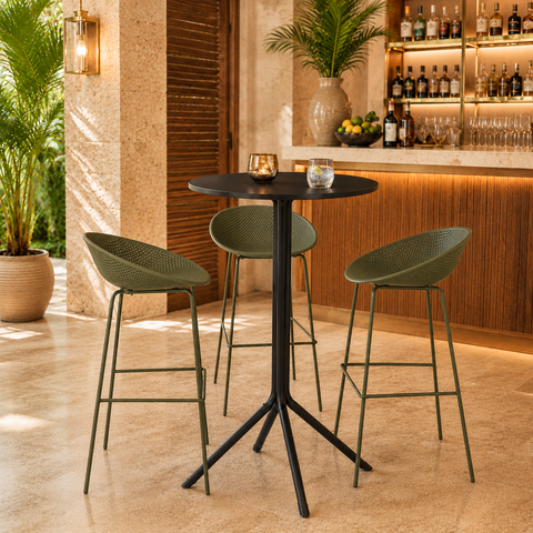 Mesa para Jardim Redonda Bistrô Gávea Preto