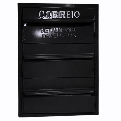 Caixa de Correios Cinza 3 Módulos Tamanho 15x25x36cm Aço Preto