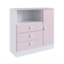 Ver imagem 1 de Cômoda Infantil Percasa 3 Gavetas 1 Porta 90,5cm MDP Rosa Corrediças Telescópicas