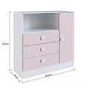 Ver imagem 2 de Cômoda Infantil Percasa 3 Gavetas 1 Porta 90,5cm MDP Rosa Corrediças Telescópicas