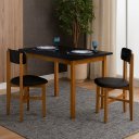 Ver imagem 1 de Mesa de Jantar Base Madeira Maciça com 2 Cadeiras Elisa Ideal para Apartamenteo 90x90 Preto