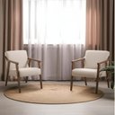 Ver imagem 1 de Kit 2 Poltronas Decorativas Madeira Maciça Tecido Algodão Flávia