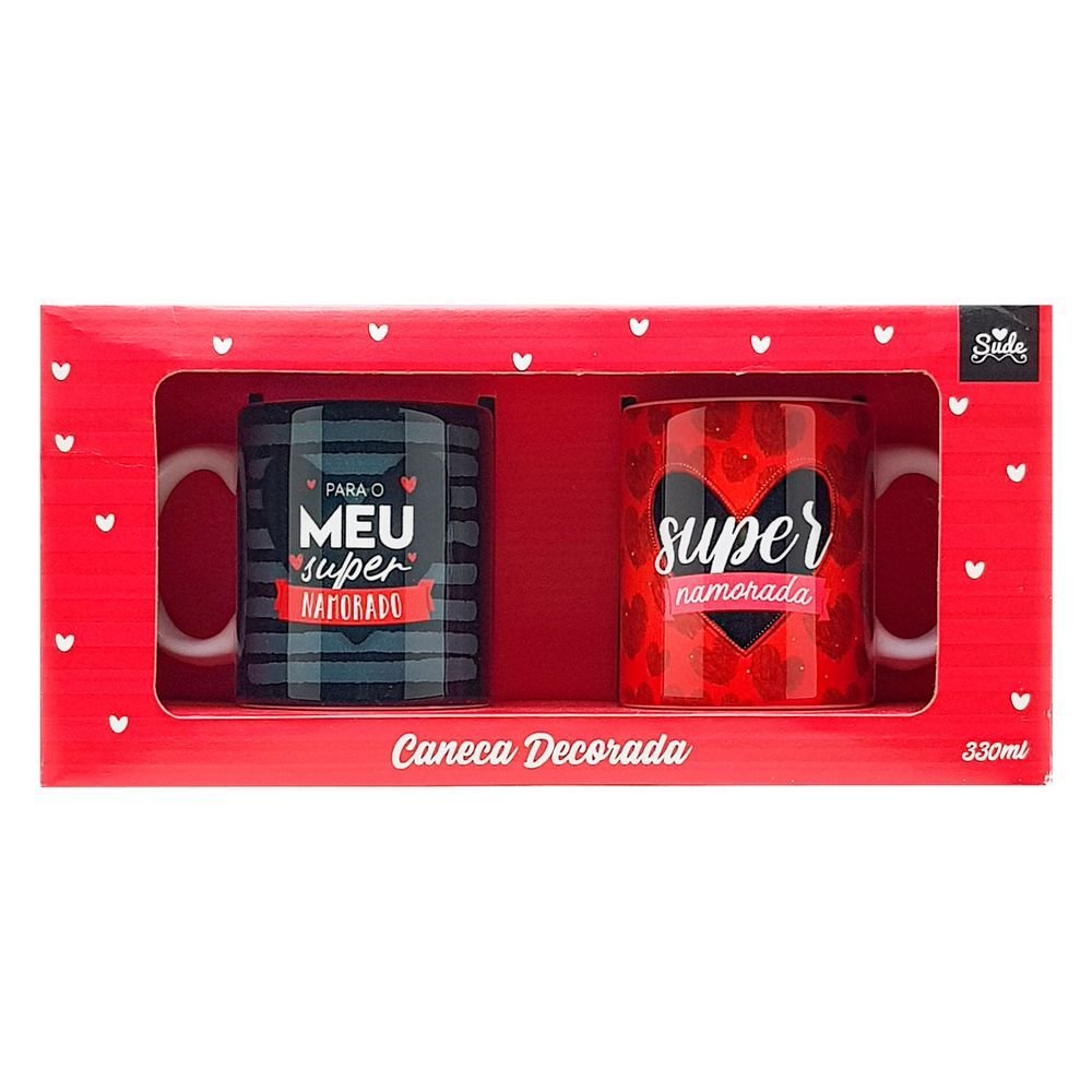 KIT COM 2 CANECAS NAMORADOS 330ML