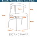 Ver imagem 6 de Kit 2 Cadeiras Escandinávia Fratini Encosto Madeira Assento Tecido Cinza Estrutura Aço Preto