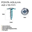 Ver imagem 2 de Parafuso Drywall Flangeado Ponta de Agulha 4.2x13 1200 Unid.