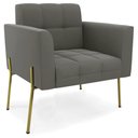 Ver imagem 6 de Poltrona para Sala Pé Metal Dourado Kit 2 Ana Suede Grafite - Ibiza