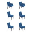 Ver imagem 1 de Kit 4 Cadeiras Germany + 2 Germany Retro Suede Azul Royal Dominic Decor