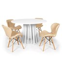 Ver imagem 1 de Conjunto Mesa de Jantar Redonda Talia Branca 120cm com 4 Cadeiras Eiffel Slim