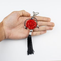 Chaveiro Rosa Orixás em Murano 16 Cm Umbanda Candomblé:pomba Gira Preto Vermelho - 3