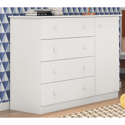 Comoda Infantil Quarto do Bebê 1 Porta 4 Gavetas Helena - Branco - 1