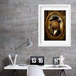Quadro Capivara Vintage- 60x48cm:moldura Branca - 2
