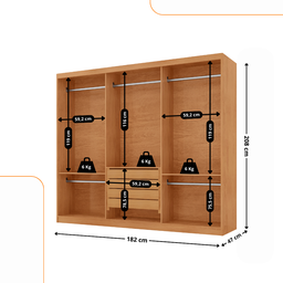 Guarda Roupa Casal Connor 100 Mdf 3 Portas e 4 Gavetas - Moderna Mobília - 3