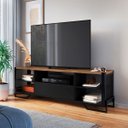 Ver imagem 1 de Rack para Tv 183cm até 65" Polegadas Industrial Telado com Gaveta e Nichos P1017 Preto
