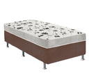 Ver imagem 1 de Cama Box Solteiro Suede Marrom + Colchão Solteiro Suede Cinza Espuma 88x188x55