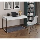 Ver imagem 1 de Escrivaninha Industrial Escritório Malta Branca 137x53cm com 1 Cadeira Eames Eiffel Branca Base Ferr
