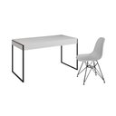 Ver imagem 2 de Escrivaninha Industrial Escritório Malta Branca 137x53cm com 1 Cadeira Eames Eiffel Branca Base Ferr
