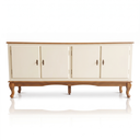 Ver imagem 1 de Rack 4 Portas Clássico Pés Luiz Xv Grande MDF Laca Sala Ecomem Offwhite - Imbuia