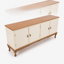 Ver imagem 4 de Rack 4 Portas Clássico Pés Luiz Xv Grande MDF Laca Sala Ecomem Offwhite - Imbuia