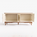 Ver imagem 5 de Rack 4 Portas Clássico Pés Luiz Xv Grande MDF Laca Sala Ecomem Offwhite - Imbuia