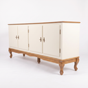 Ver imagem 2 de Rack 4 Portas Clássico Pés Luiz Xv Grande MDF Laca Sala Ecomem Offwhite - Imbuia