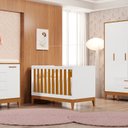 Ver imagem 1 de Berço 2 em 1 em MDF 133cm x 90cm Flip Branco/Fosco/Savana