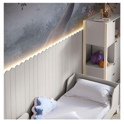 Painel Decorativo Farm Ambiente 225x109x37 cm Cinza com LED - Matic