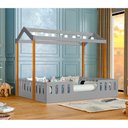 Ver imagem 2 de Cama de Criança Infantil Criança Montessoriana Ágatha Casal com Led Cinza e Amêndoa