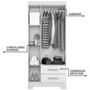 Ver imagem 3 de Guarda-roupa Infantil Bella 3 Portas 2 Gavetas Flex Rosa/branco - Pnr Móveis