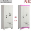 Ver imagem 5 de Guarda-roupa Infantil Bella 3 Portas 2 Gavetas Flex Rosa/branco - Pnr Móveis