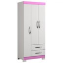 Ver imagem 2 de Guarda-roupa Infantil Bella 3 Portas 2 Gavetas Flex Rosa/branco - Pnr Móveis