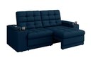 Ver imagem 3 de Sofá Confort Premium 1,70m Assento Retrátil e Reclinável Porta Copos e USB Suede Azul - Xflex Sofas