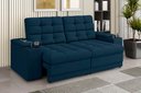 Ver imagem 1 de Sofá Confort Premium 1,70m Assento Retrátil e Reclinável Porta Copos e USB Suede Azul - Xflex Sofas