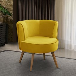 Poltrona Para Sala Decorativa Isa Suede Amarelo Adonai Estofados - 1