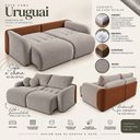 Ver mais imagens de Sofá Cama Casal Retrátil e Reclinável 3 Lugares Bicolor Pérola / Terracota 196cm