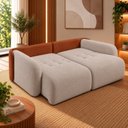 Ver imagem 6 de Sofá Cama Casal Retrátil e Reclinável 2 Lugares Bicolor Pérola / Terracota 196cm