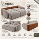 Ver mais imagens de Sofá Cama Casal Retrátil e Reclinável 2 Lugares Bicolor Pérola / Terracota 196cm