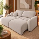 Ver imagem 1 de Sofá Cama Casal Retrátil e Reclinável 2 Lugares Bicolor Pérola / Terracota 196cm