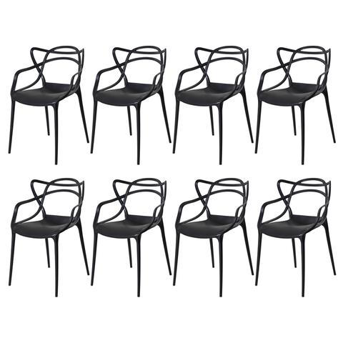 Kit 8 Cadeiras Polipropileno Allegra Design Moderno para Sala de Jantar e Varanda