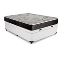 Ver imagem 1 de Cama Box Baú Casal Conforto Sintético Branco + Colchão Casal Conforto Espuma D33 20x138x188