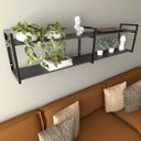 Ver imagem 5 de Prateleira Industrial Sala Estar Estante Nicho Parede Mdf Suspensa Pratileira Ferro Preto