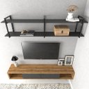 Ver imagem 4 de Prateleira Industrial Sala Estar Estante Nicho Parede Mdf Suspensa Pratileira Ferro Preto