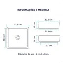 Ver mais imagens de Cuba Pia de Apoio Quadrada Buzios Sobrepor 32,5cm Pq. Defeitos
