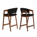 Ver imagem 2 de Kit 6 Banquetas Alta para Cozinha Ravena em Madeira Maciça Pinhão Suede Preto Ccs